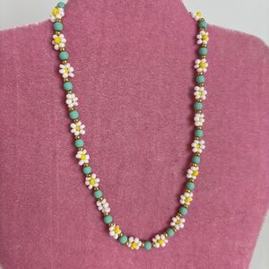 Handmade 16" Beaded Necklace Daisy Bead Design by Lily's Jewelry Designs